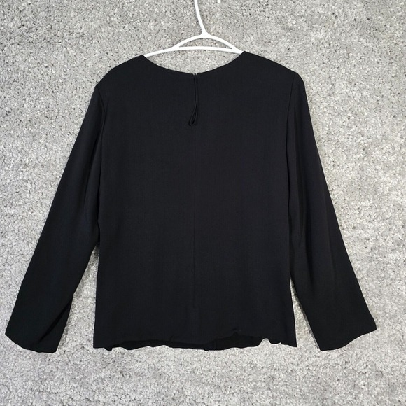 Giorgio Armani Womens Silk Blouse Size‎ 40 Small Black Sheer Dressy Evening Top - Picture 10 of 15
